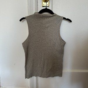 Zara gray ribbed sleeveless high neck top